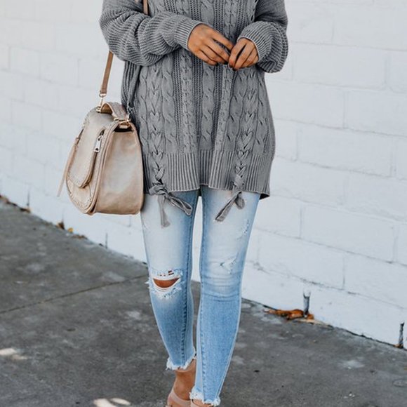 Lover - Cable Knit Sweater - Gray - Picture 3 of 4